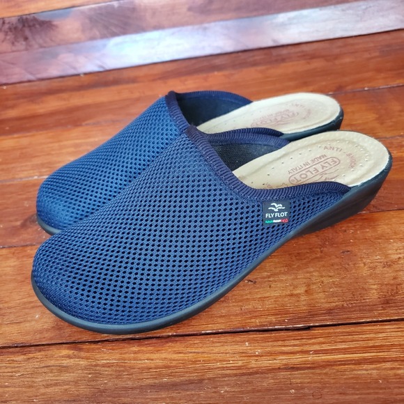Fly Flot Cloth Slipper Women 8 Blue Stretch Mesh Slip On Shoes T4368 FE 6001 - Picture 1 of 7